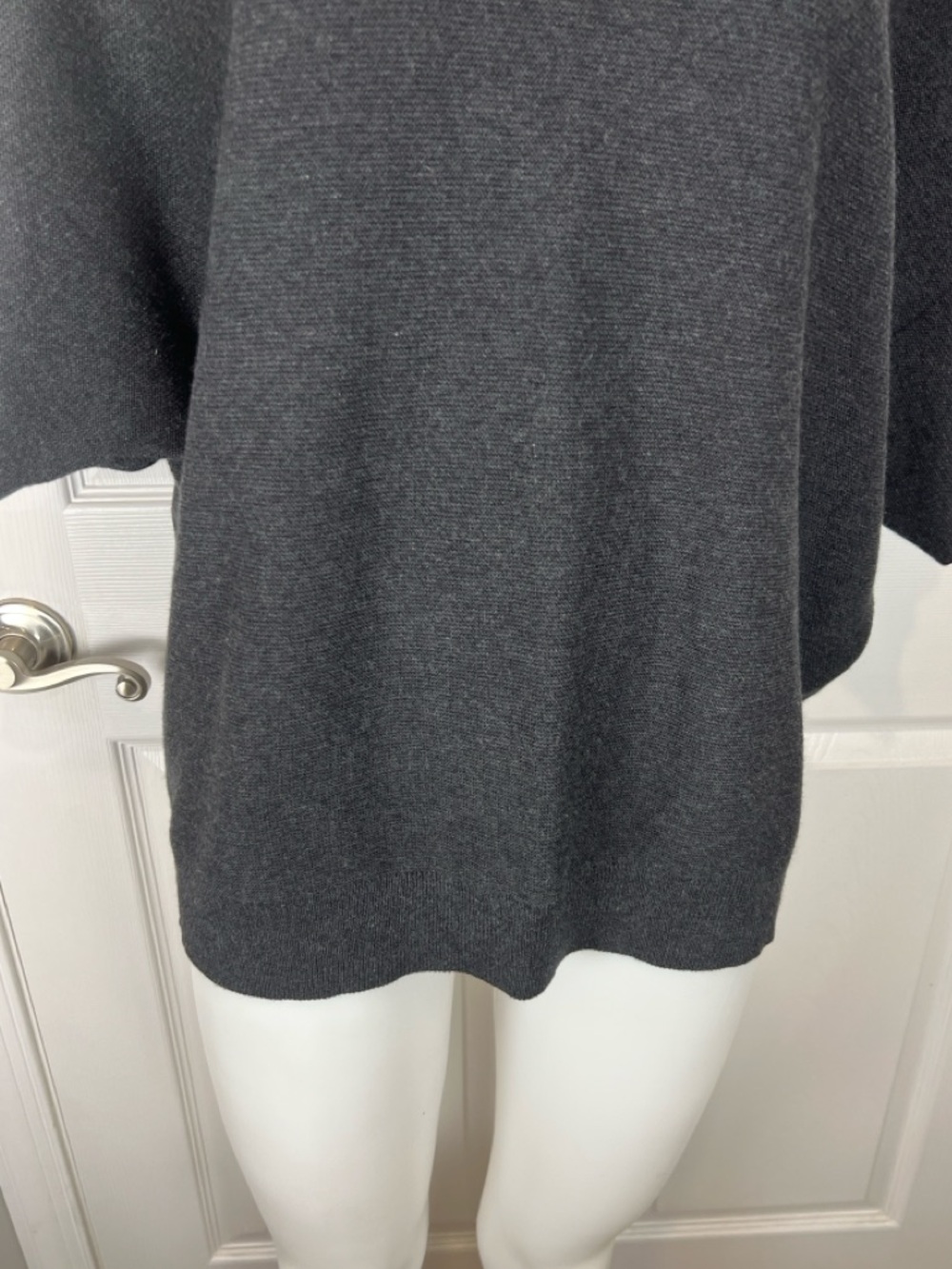 Quince lightweight cotton cashmere dolman sleeve sweater Heather charcoal L - Picture 6 of 9